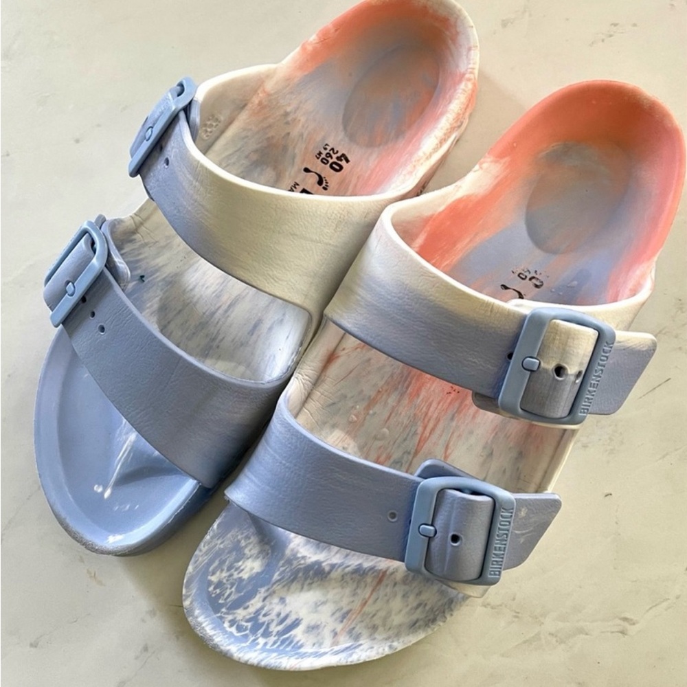 BIRKENSTOCK Women’s Marble Printed Arizona Essentials EVA Sandals ~ Size 9